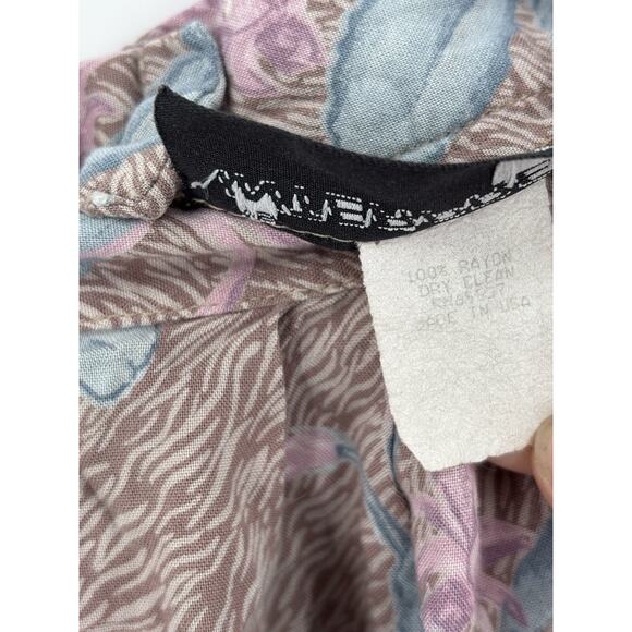 Ms Interpret Vintage Skirt Womens XS Pink Blue Floral Midi Pleated Pockets Zip - Picture 8 of 13